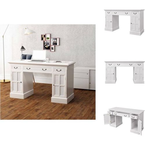 vidaXL Schreibtisch Sekretär Weiß 140 x 48 x 80 cm - Schreibtische