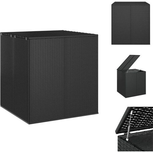vidaXL Garten-Kissenbox PE Rattan 100x97,5x104 cm Schwarz - Gartenboxen