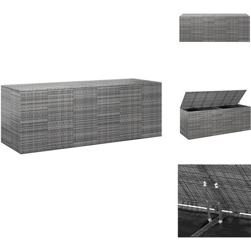 vidaXL Garten-Kissenbox PE Rattan 291x100,5x104 cm Grau - Gartenboxen