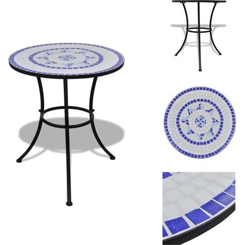 vidaXL Bistrotisch Blau und Weiß 60 cm Mosaik - Gartentische