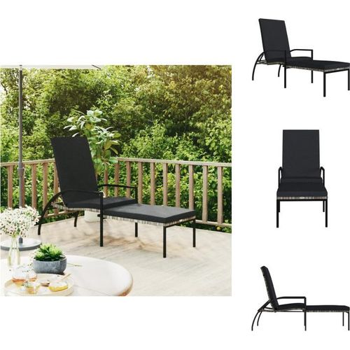 vidaXL Sonnenliege mit Fußhocker PE-Rattan Grau - Sonnenliegen