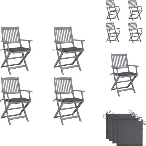 vidaXL Klappbare Gartenstühle 4 Stk. mit Sitzkissen Massivholz Akazie - Gartenstühle