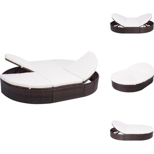 vidaXL Outdoor-Loungebett mit Kissen Poly Rattan Braun - Gartenbetten