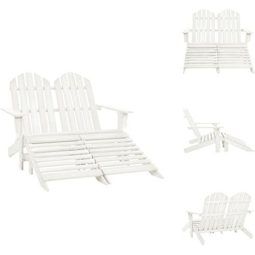 vidaXL 2-Sitzer Adirondack-Gartenbank mit Fußstütze Tannenholz Weiß - Gartenstühle
