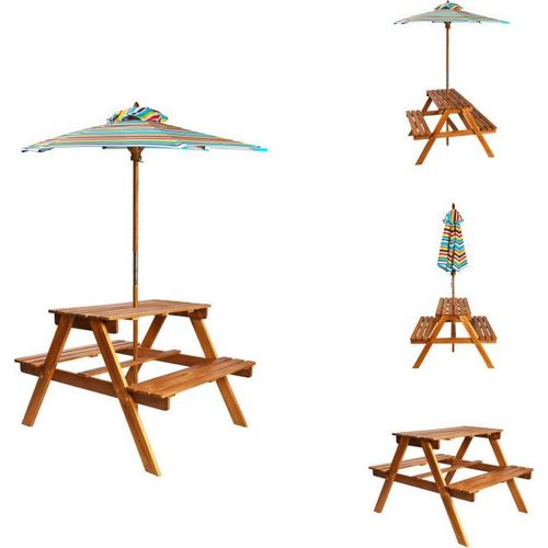 vidaXL Kinder-Picknicktisch Sonnenschirm 79x90x60cm Massivholz Akazie - Gartentische