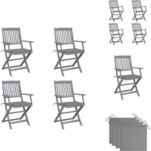 vidaXL Klappbare Gartenstühle 4 Stk. mit Sitzkissen Massivholz Akazie - Gartenstühle