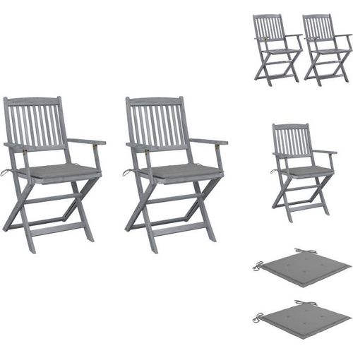 vidaXL Klappbare Gartenstühle 2 Stk. mit Sitzkissen Massivholz Akazie - Gartenstühle