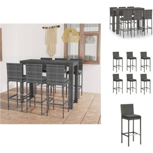 vidaXL 7-tlg. Garten-Bar-Set mit Anthrazit Kissen Poly Rattan - Gartenmöbel-Sets