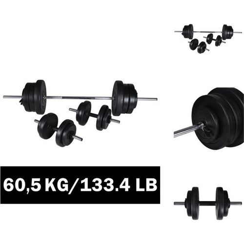 vidaXL Langhantel + 2 Kurzhantel Set 60,5kg - Hanteln & Gewichte