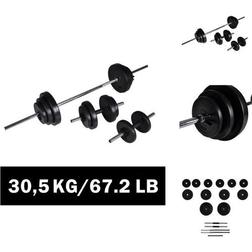 vidaXL Langhantel +2 Kurzhantelset 30,5kg - Hanteln & Gewichte