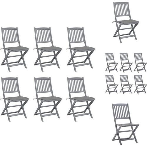 vidaXL Klappbare Gartenstühle 6 Stk. mit Sitzkissen Massivholz Akazie - Gartenstühle