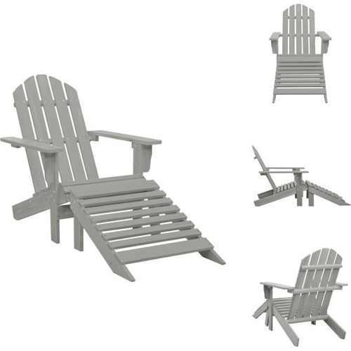 vidaXL Gartensessel mit Fußstütze Holz Grau - Gartenstühle