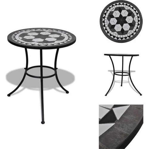 vidaXL Bistrotisch Schwarz und Weiß 60 cm Mosaik - Gartentische