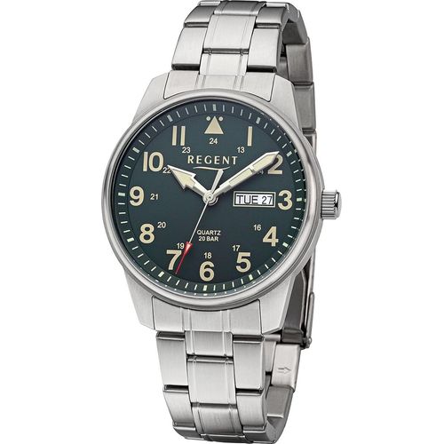 Regent Herren Uhr Metallarmband Metall Armbanduhr Analog silber URF1445