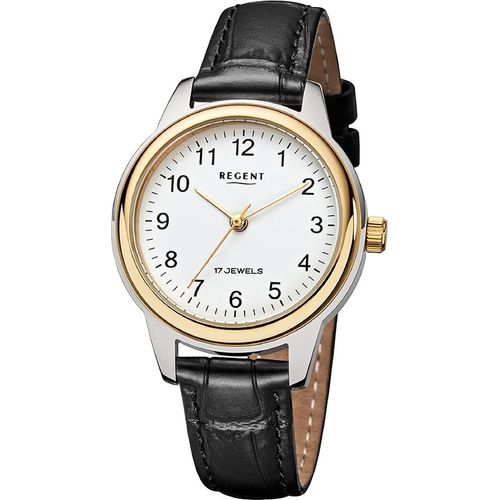 Regent Damen Uhr Lederarmband Leder Armbanduhr Analog schwarz URF1568