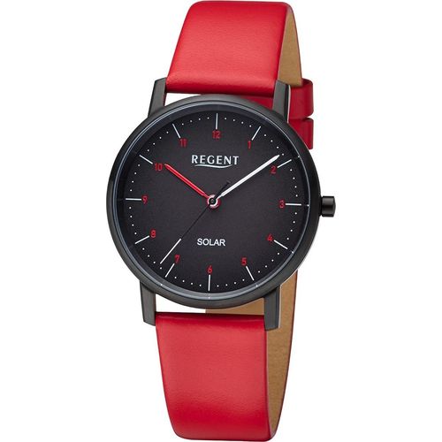 Regent Damen Uhr Lederarmband Leder Solaruhr Analog rot URF1554