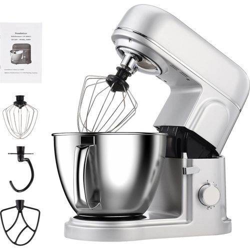 Fortuna-Lai Küchenmaschine Knetmaschine,1000W Teigmaschine 8 Geschwindigkeit 5L Knetmaschine mit Knethaken, Schneebesen, Rührbesen, Rührschüssel Spritzschutz Küchenmaschinen