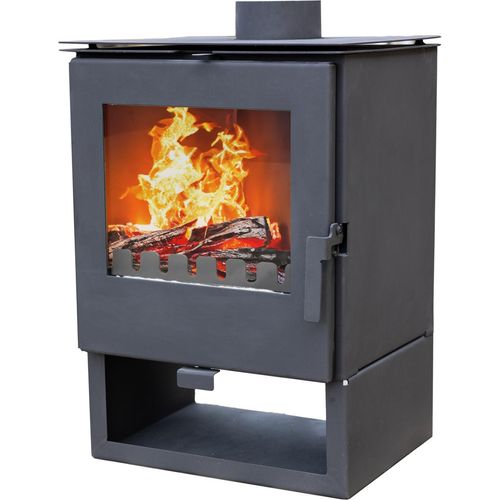 Kaminofen ALAZ K5S Schwarz Holzofen 6 kW Holz Ofen Kamin Heizofen Dauerbrandofen Hüttenofen