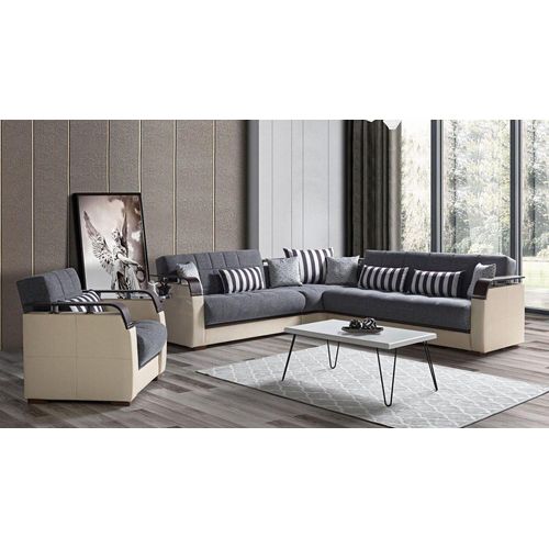 Wohnzimmer Ecksofa L-Form + Sessel 2tlg. Luxus