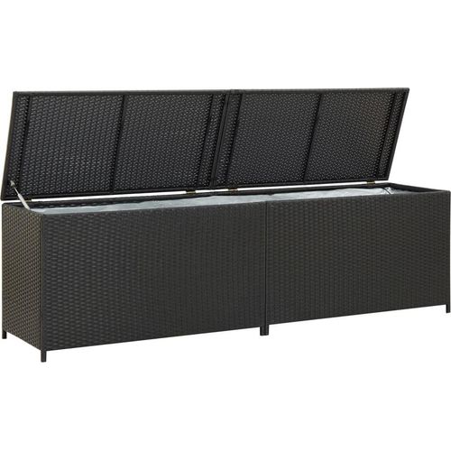 Gartenbox Poly Rattan 200x50x60 cm Schwarz