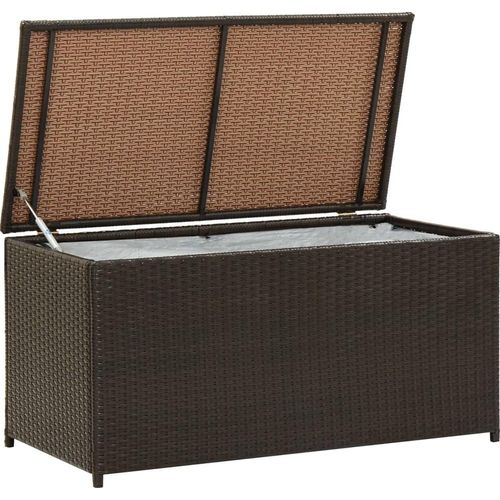 Gartenbox Poly Rattan 100x50x50 cm Braun