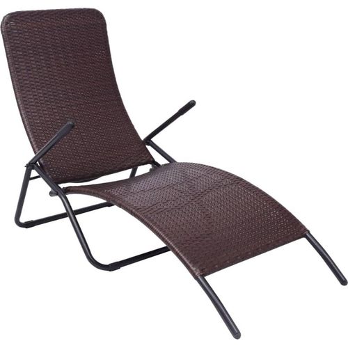 Sonnenliege Klappbar Poly Rattan Brown