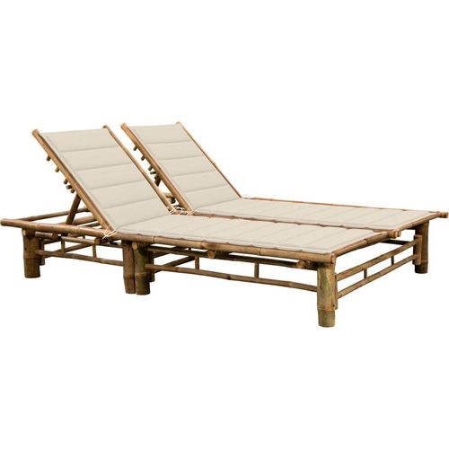 Möbel 2-Personen-Sonnenliege mit Auflagen Bambus - Gartenliegen 3063947