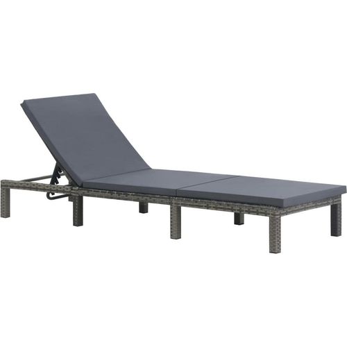 Sonnenliege mit Auflage Poly Rattan Anthrazit