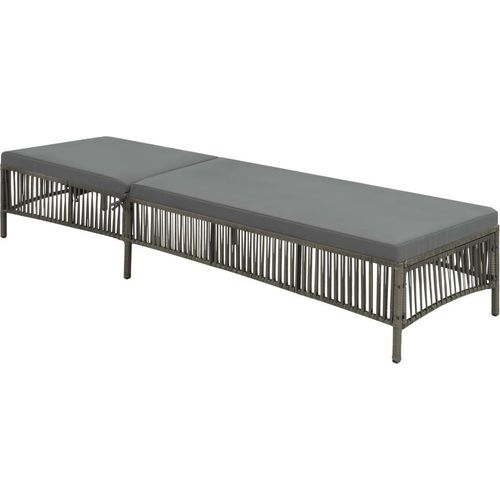 Sonnenliege mit Auflage Poly Rattan Grau