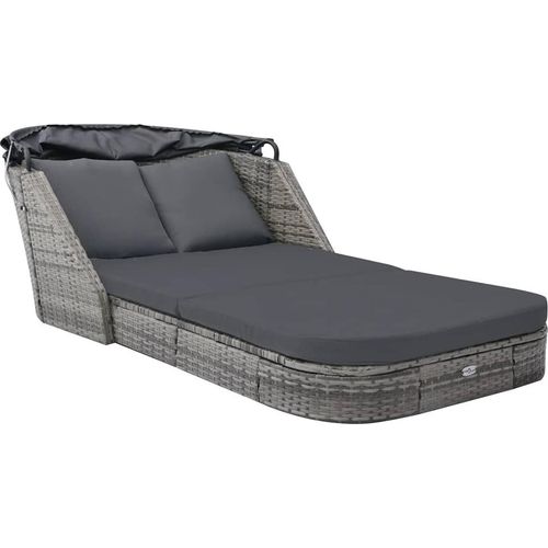 Sonnenliege mit Dach Poly Rattan Anthrazit
