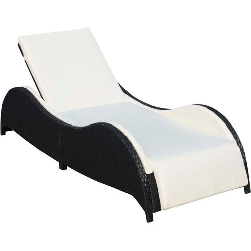 Sonnenliege mit Polsterauflage Poly Rattan Schwarz
