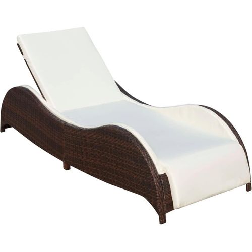 Sonnenliege mit Polsterauflage Poly Rattan Braun