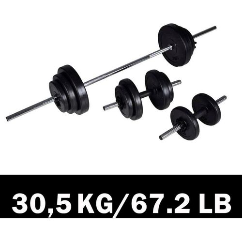 Langhantel +2 Kurzhantelset 30,5kg