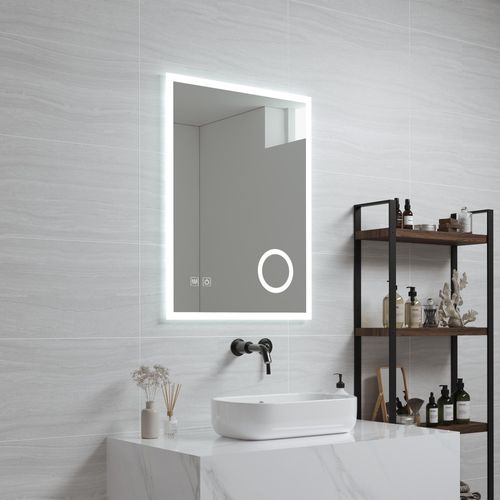LED-Badspiegel ’Scafa’ mit 120 LEDs Aluminiumrahmen 50 x 70 cm Weiß