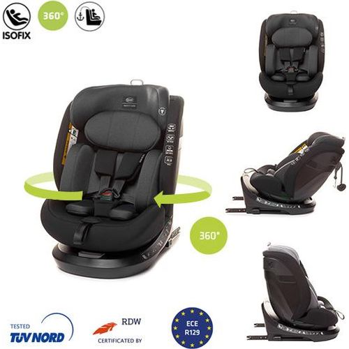 4BABY ROTO-FIX I-SIZE Kinderstiz drehbar mit ISOFIX ,Autositz 0-36kg, 40-150 cm, Reboarder kindersitz R129, einstellbare Kopfstütz, Graphite