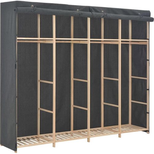 Möbel Kleiderschrank Grau 200 x 40 x 170 cm Stoff - Kleiderschränke 248201