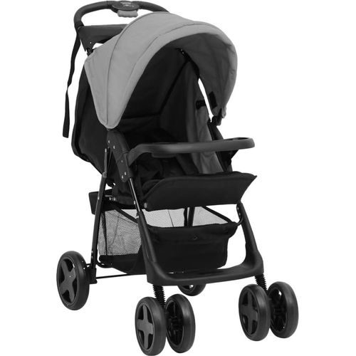 Möbel 2-in-1 Kinderwagen Hellgrau und Schwarz Stahl - Kombikinderwagen 10383