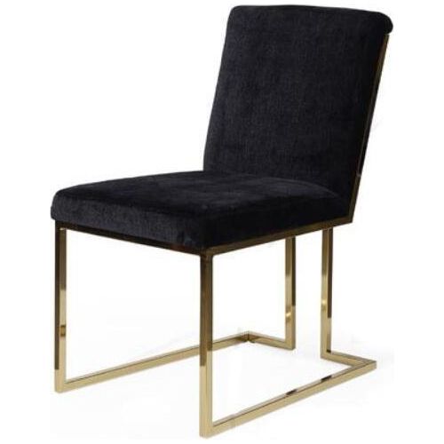 Schwarzer Edelstahlstuhl Metallstuhl Esszimmer Designer Polster Stühle