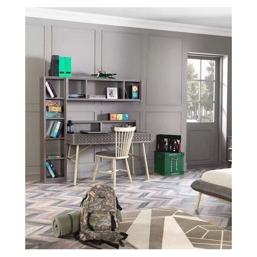 Schreibtisch Bücherregal Holz Grau JVmoebel