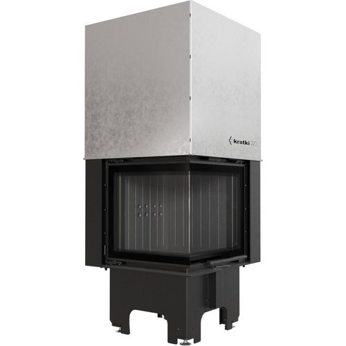 Kamineinsatz aus Stahl KRATKI VNL 480/480 8 kW Ø 200 mit Schiebetür schwarz Verkleidung