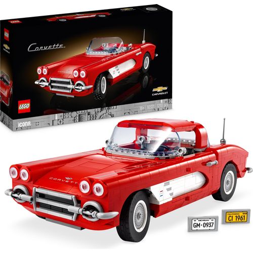LEGO Icons Corvette Modellauto-Set, klassischer Sportwagen zum Bauen, Modellbausatz für Erwachsene, ikonisches amerikanisches Chevrolet, Geschenke für Männer, Frauen, Ihn oder Sie 10321