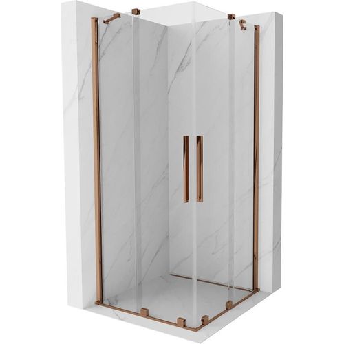 Mexen Velar Duo Duschabtrennung 80x80 cm, rosa-gold, Transparent