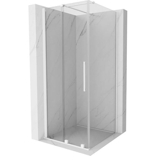 Mexen Velar ausziehbare Duschabtrennung 120 x 120 cm, transparent, Weiß - 871-120-120-01-20