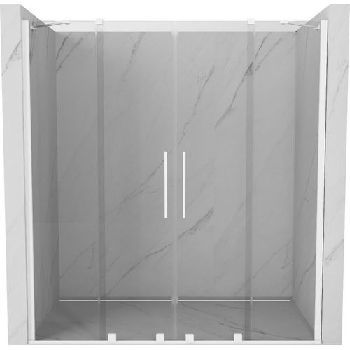 Mexen Velar Duo ausziehbare Duschtür 180 cm, transparent, Weiß - 871-180-000-02-20