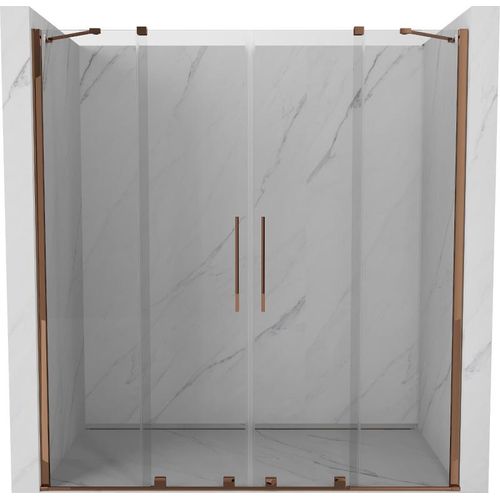 Mexen Velar Duo ausziehbare Duschtür 170 cm, transparent, Rosa Gold - 871-170-000-02-60
