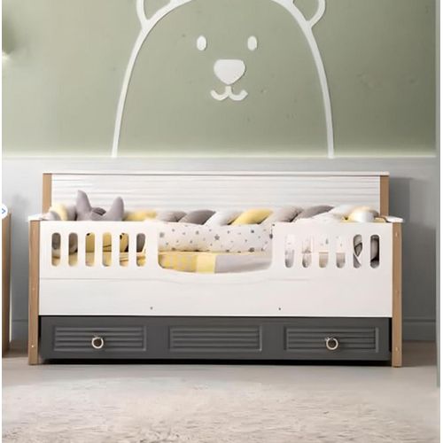 Kinderzimmer Kinderbett Bettrahmen Perfekte Holz Grau JVmoebel