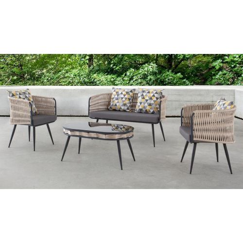 Gartenmöbel Sofagarnitur Tisch Hocker Sessel Veranda Sitzgruppen 4tlg. JVmoebel