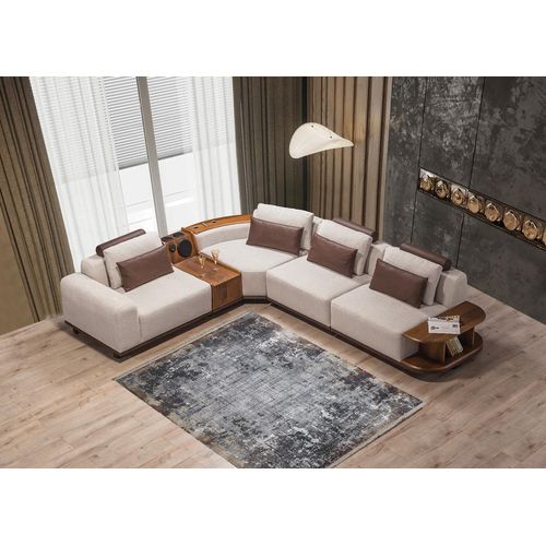 Beiges Modulsofa Designer Ecksofa Wohnzimmer Polster Couch