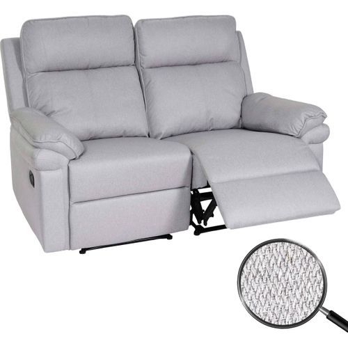 2er Kinosessel HWC-L94, Relaxsessel Fernsehsessel mit Armlehne, Liegefunktion Nosagfederung Stoff/Textil hellgrau