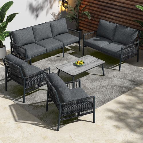 Gartenlounge-Set mit Couchtisch, Sitzgruppe für Garten, (5-tlg), Garnitur Set, Gartenmöbelset
